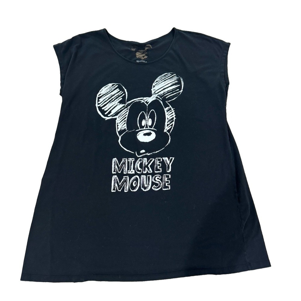 Disney Mickey Mouse Womens 2X 3X 20W 24W Black Sleep Shirt Tank Lace Cutout